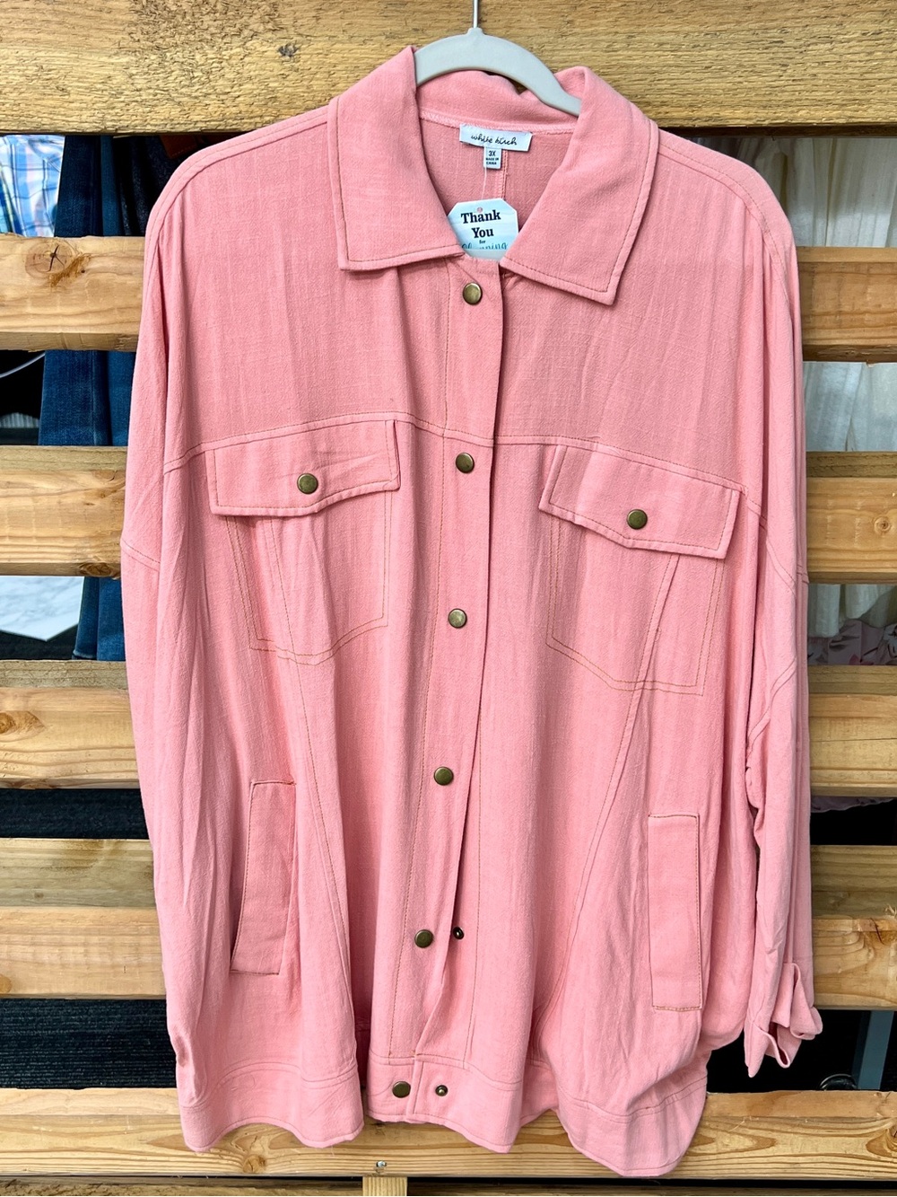 white birch Coral Pink Button-Front Utility Shirt